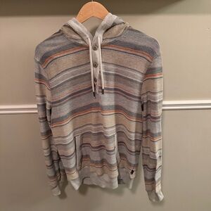 Faherty Brand Baja Stripe Knit Hoodie Size L Surf Beach Cotton Sweater
